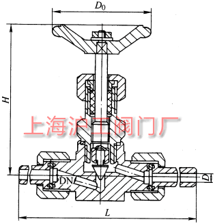 J21H、J21W 型 PN25 PN40 外螺紋截止閥外形及結構尺寸示意圖