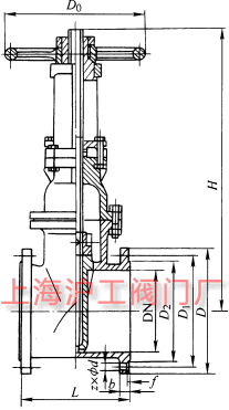Z41X-10、Z41X-16Q 型明桿軟密封閘閥主要外形及結(jié)構(gòu)尺寸示意圖